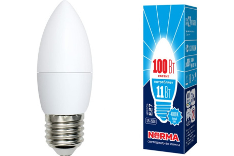 Купить Лампа LED-C37 свеча 11W E27 4000K Norma  UNIEL фото №1